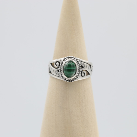 Ring zilver Mt. 9/60 Malachiet HAS116