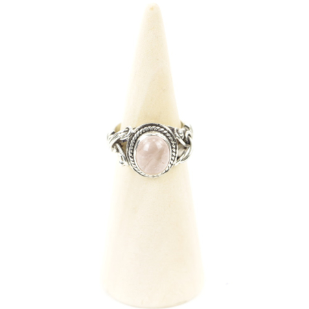 Ring zilver Mt. 10/62 Rozenkwarts M0503