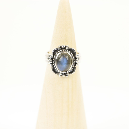 Ring zilver Mt. 9/60 Labradoriet HAS53