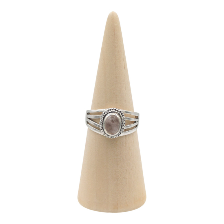 Ring zilver Mt. 7/55 Rozenkwarts HAS127