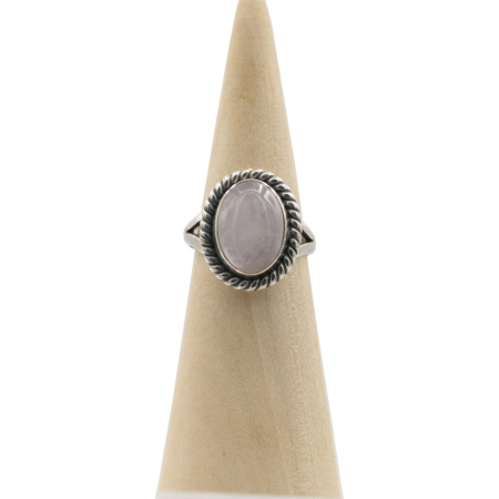 Ring zilver Mt. 9/60 Rozenkwarts RAJ10_Ox