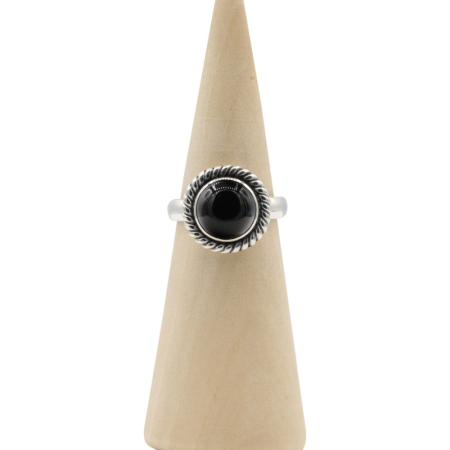 Ring zilver Mt. 8/57 Zwarte Onyx RAJ15