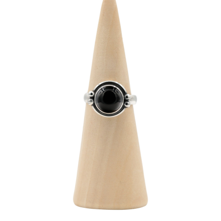 Ring zilver Mt. 9/60 Zwarte Onyx RAJ16