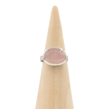 Ring zilver Mt. 8/57 Rozenkwarts Verstelbaar RAJ1