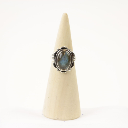 Ring zilver Mt. 9/60 Labradoriet RAJ6
