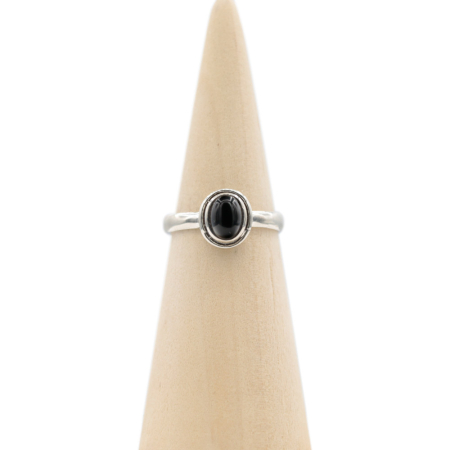 Ring zilver Mt. 8/57 Zwarte Onyx HAS230
