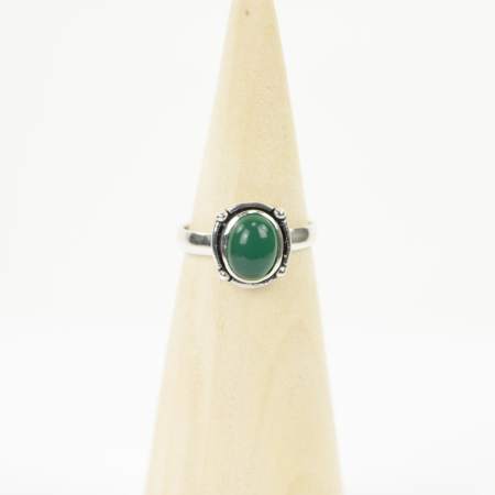 Ring zilver Mt. 6/52 Groene Onyx HAS201