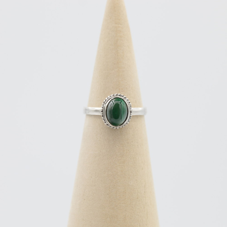 Ring zilver Mt. 9/60 Malachiet HAS184