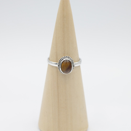 Ring zilver Mt. 7/55 Tijgeroog HAS184