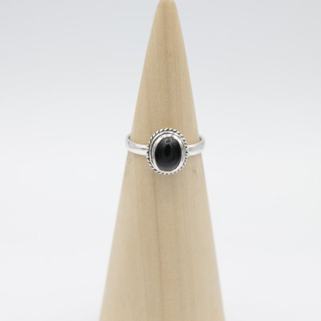 Ring zilver Mt. 8/57 Zwarte Onyx HAS184