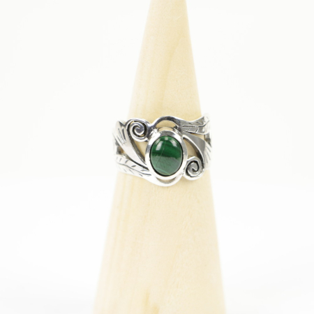 Ring zilver Mt. 10/62 Malachiet HAS33