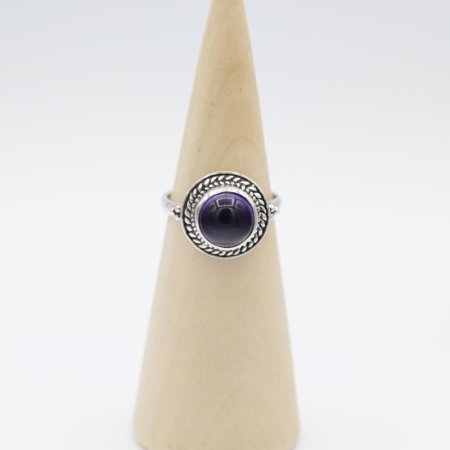 Ring zilver Mt. 9/60 Amethist HAS45