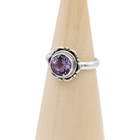 Ring zilver Mt. 10/62 Amethist facet MQS16