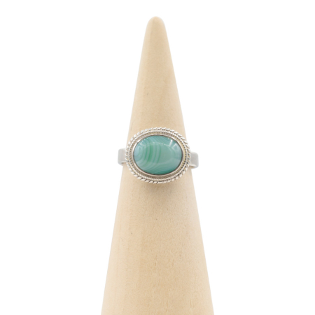 Ring zilver Mt. 8/57 Groene Agaath Verstelbaar RAJ2