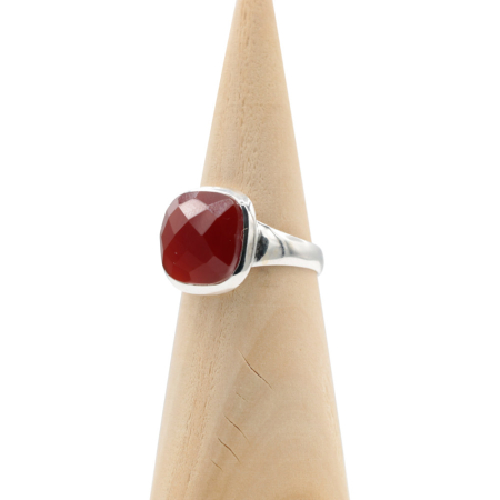 Ring zilver HAS84f Carneool facet Mt. 10/62