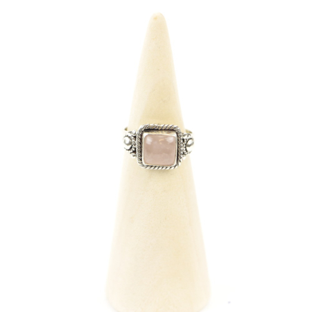 Ring zilver Mt. 8/57 Rozenkwarts MQS17