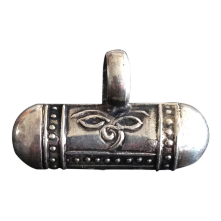 Silberner Anhänger, Mantra-Etui/Gebetsbox-Anhänger