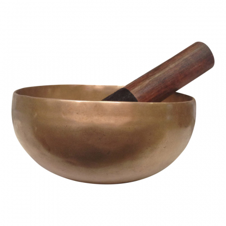 Klankschaal Jambhati Handhammered 500>600 gr., incl. hout/leer