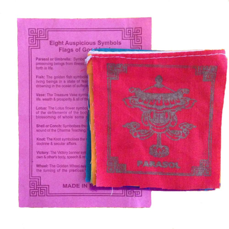 Gebedsvlaggen gelukstekens, 8 vlaggen op 1 koord