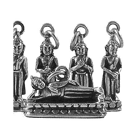 Geboortedag Boeddha hanger/bedel set 7x, zilver