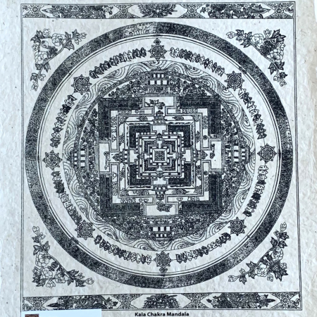 Kalachakra-Druck schwarz/weiß auf handgeschöpftem Papier