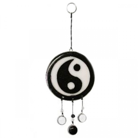 Ornament resin yinyang zwart/wit
