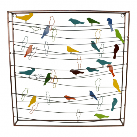 Metalen wanddecoratie Vogels in een vierkant frame