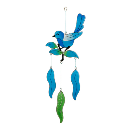 Mobiel resin blauwe vogel op blad