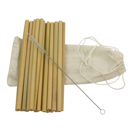 Rietjes van bamboe Set van 12 met borsteltje