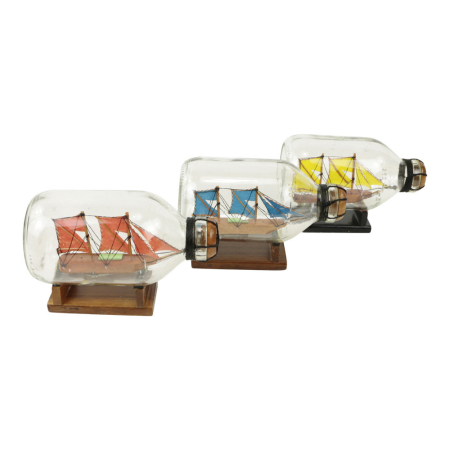 Beeld glas boot in fles assorti M