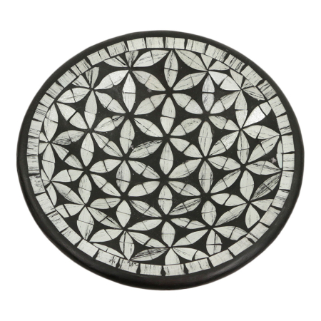 Schale Mosaikblume rund grau M