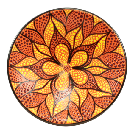 Schaal terracotta stippen mandala oranje S