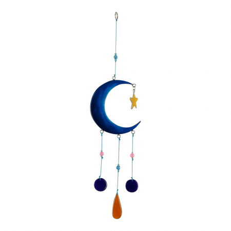 Ornament resin maan donker blauw
