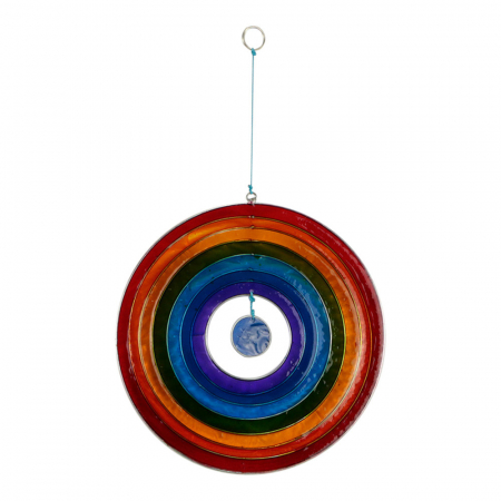 Ornament resin cirkel met ringen multi.