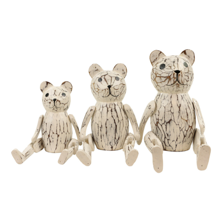 Statue wood bear puppet set3