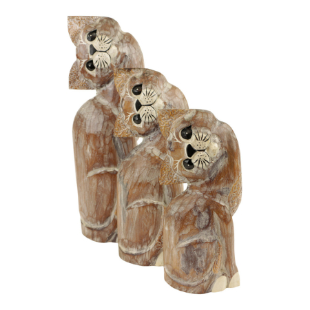 Katzenkopf aus Holz nach hinten geneigt, Set 3