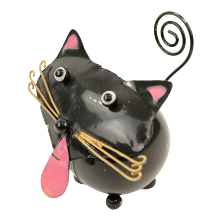 Metall-Kartenhalter Katze mit Zunge schwarz