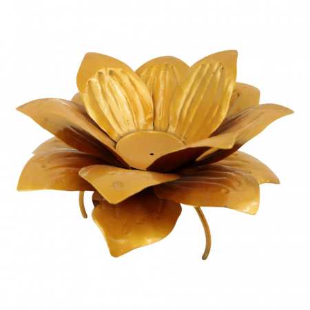 Waxinelichthouder metaal open bloem goud