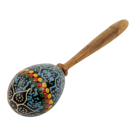 Maracas rammelaar stippen blauw/geel