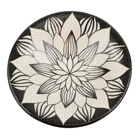 Schaal terracotta stippen mandala zwart L