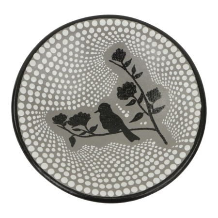 Schaal terracotta stippen vogel op takje S