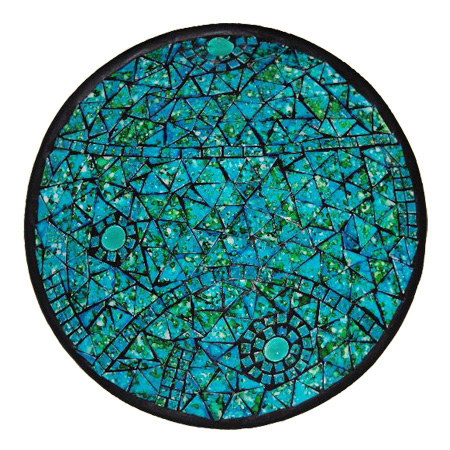Schaal terracotta mozaiek olieachtig groen/turquoise S