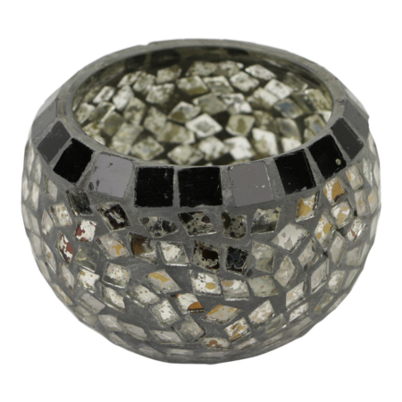 Teelichthalter Mosaik Silber