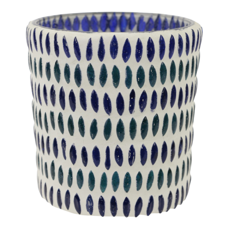Waxinelichthouder glas druppel blauw