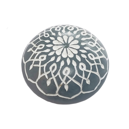 Räucherstäbchenhalter Speckstein Kieselstein Mandala grau