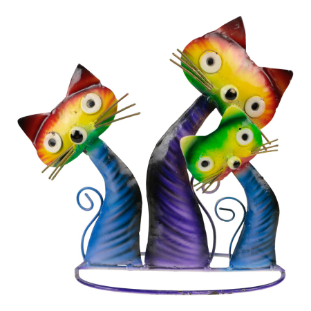 Beeld metaal katten meerkleurig