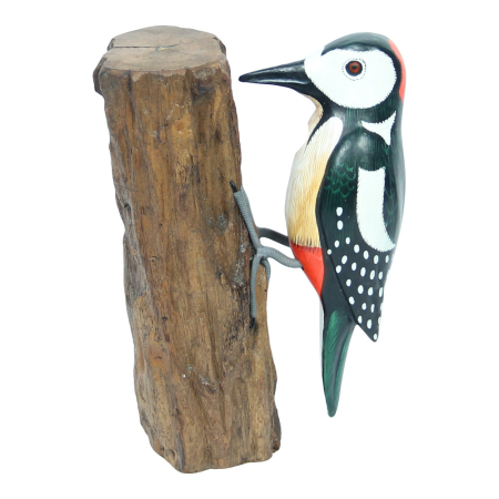 Beeld hout vogel specht op tak