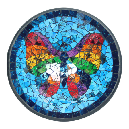 Schaal terracotta mozaiek vlinder blauw XL