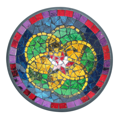 Schaal terracotta mozaiek mandala meerkleurig L