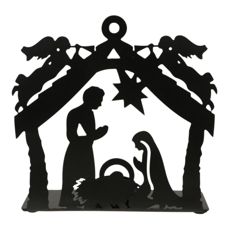 Waxinelichthouder ijzer kerststal open M